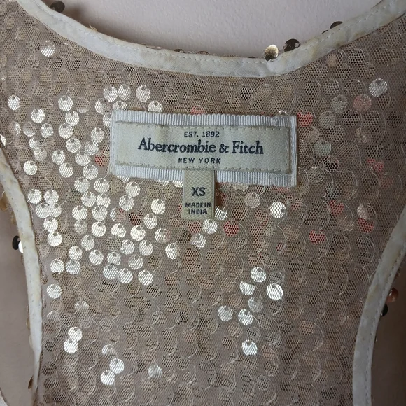 Abercrombie and Fitch Sheer Gold Sequin Sleeveless Top XS New Years Party - Picture 2 of 6